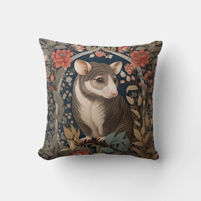 Almofada Elegante Possum William Morris Inspirou Floral (Frente)