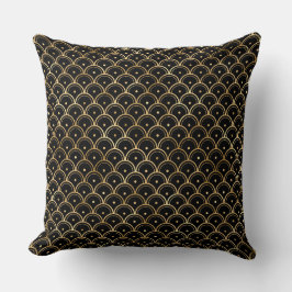 Almofada Elegante Preto e Dourado Art Deco Vintage dos Anos