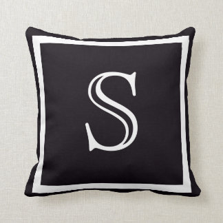 Almofada Elegante, preto sólido e branco, monograma