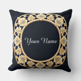 Almofada Elegante Quadro Floral Dourado