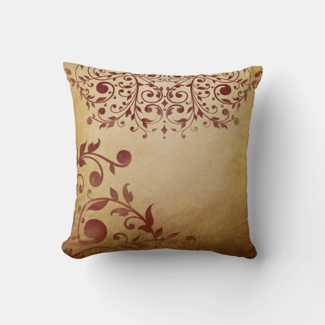 Almofada Elegante Red Vintage Swirls (Frente)