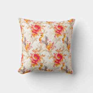 Almofada Elegante Rococo Inspirava Design Laranja e Preto