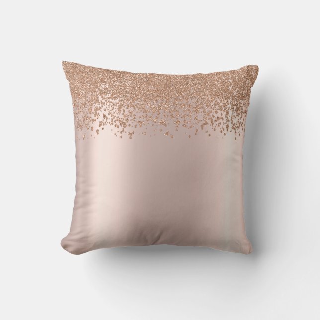 Almofada Elegante Rosa Dourado Diamantes Chic (Frente)