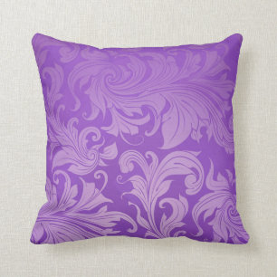 Almofada elegante, roxo, vintage, floral, damasco, bonito