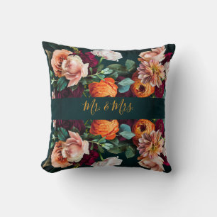 Almofada Elegante Russo Botânico Floral Sr. & Sra. Wedding