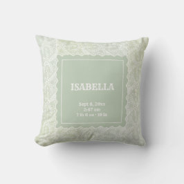 Almofada Elegante Sage Green Faux Lace Gênero Neutro