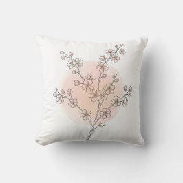 Almofada Elegante Sakura Flor de Cerejeira Minimalista Aqua