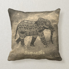 Almofada Elegante Sepia e Elefante Artístico Negro