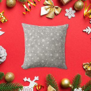 Almofada Elegante Silver Glitter Stars Snowflakes