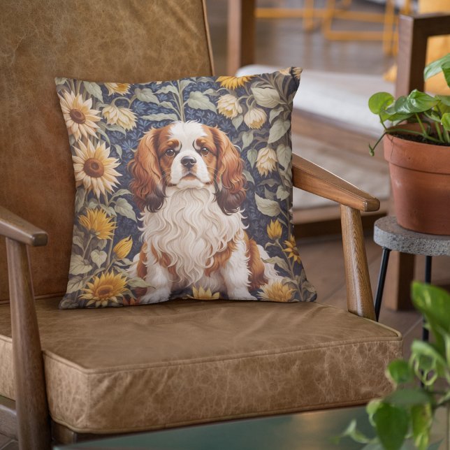 Almofada Elegante Sunflower Cavalier King Charles Spaniel (Criador carregado)