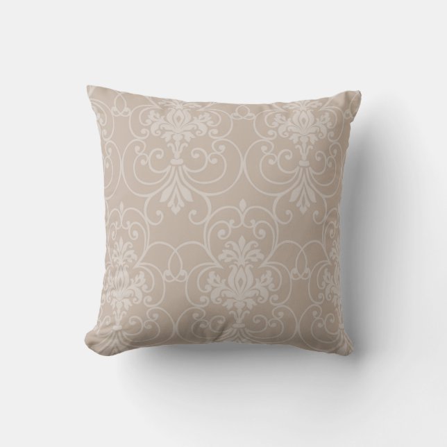 Almofada Elegante Taupe damask design 8 (Frente)