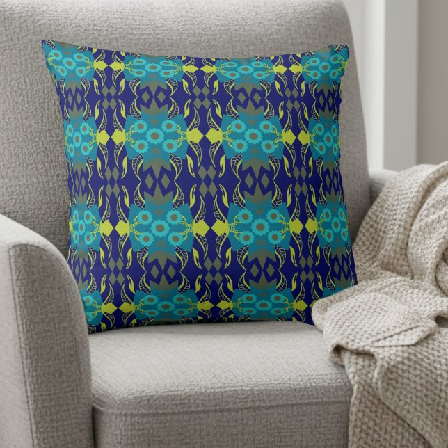 Almofada Elegante Teal e Azul-Marinho  (Whimsical details in teal & navy. Modern and perfect for that pop of color for any room.)