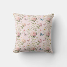 Elegante Travesseiro de Flores e Borboletas