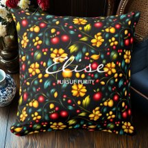 Elegante Travesseiro Decorativo Floral Khokhloma
