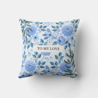 Almofada "Elegante Travesseiro Floral Azul - Decoração Româ
