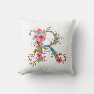 Almofada Elegante Travesseiro Monograma Letra R Floral