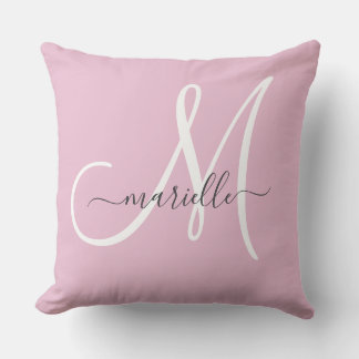 Almofada Elegante Travesseiro Rosa com Monograma