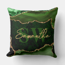 Elegante Verde e Glitter Dourado Agate