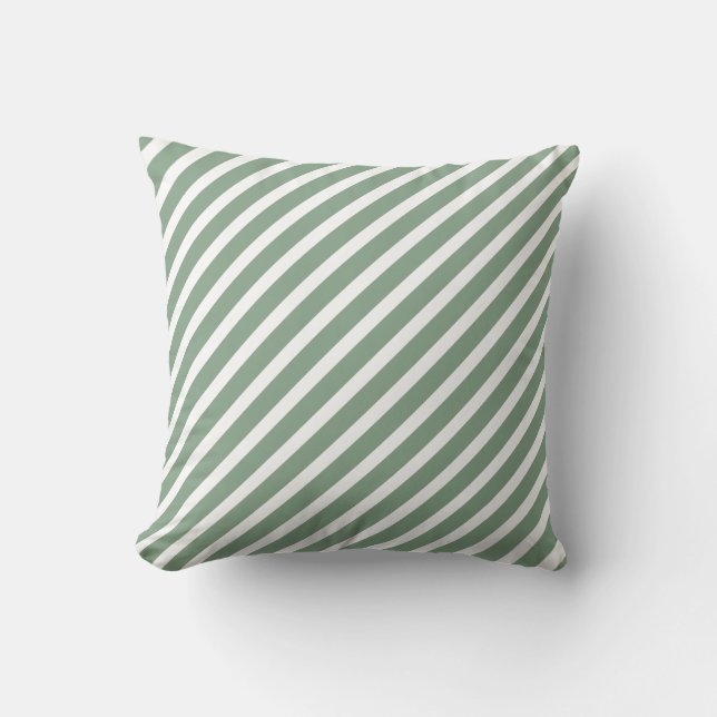 Almofada Elegante Verde Listrado de Branco (Frente)