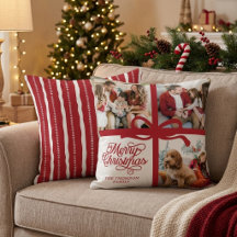 Elegante Vermelho Branco Feliz Natal Família Foto 
