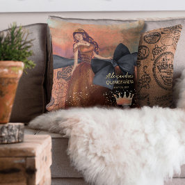 Almofada Elegante Vintage Rosa de Cobre Quinceañera Keepsaa