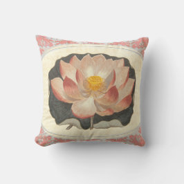 Almofada Elegante Vintage Yoga Lotus Blossom Peach Damask