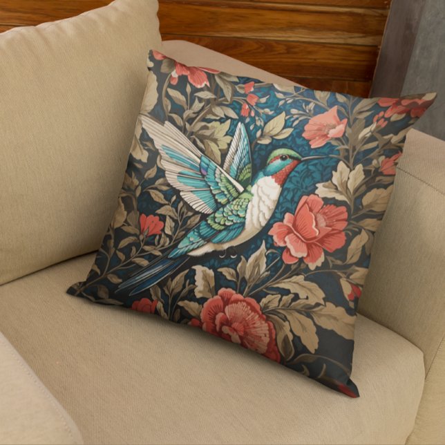 Almofada Elegante voador Hummingbird William Morris Inspira (Criador carregado)