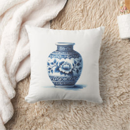Almofada Elegante Watercolor Blue Ginger Jar Designer, Deco
