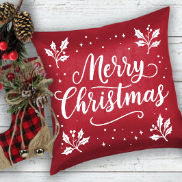 Almofada Elegante White Script Feliz Travesseiro decorativo