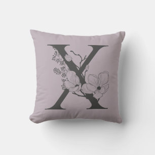 Almofada Elegante X Boho Monograma Floral Cinza Lilac Inici