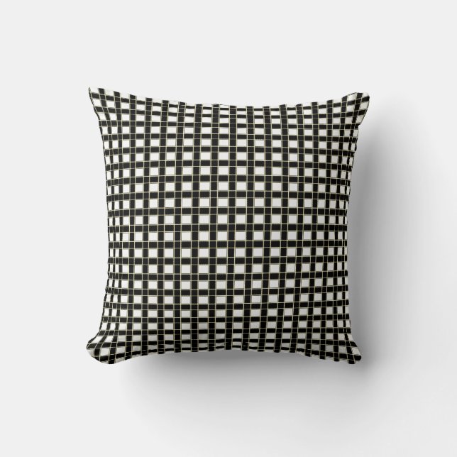 Almofada Elegante Xadrez Preto e Branco (Frente)