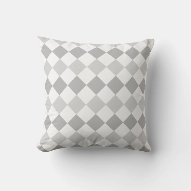 Almofada Elegantes Diamantes Cinza e Branco Prata (Frente)
