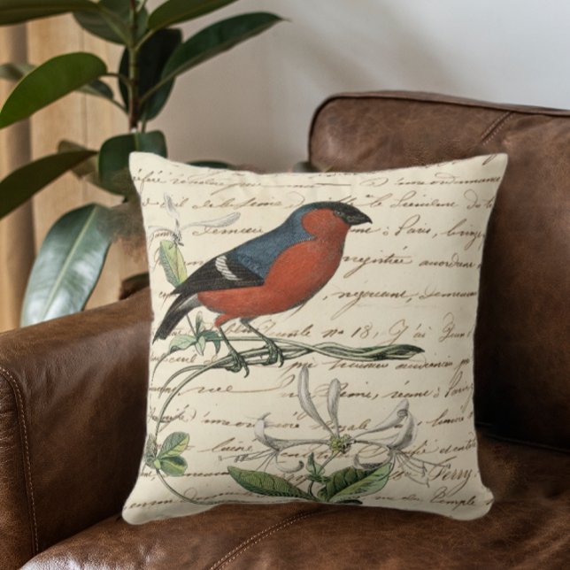 Almofada Elegantes Ephemera de Pássaros (Elegant Ephemera Throw Pillow)