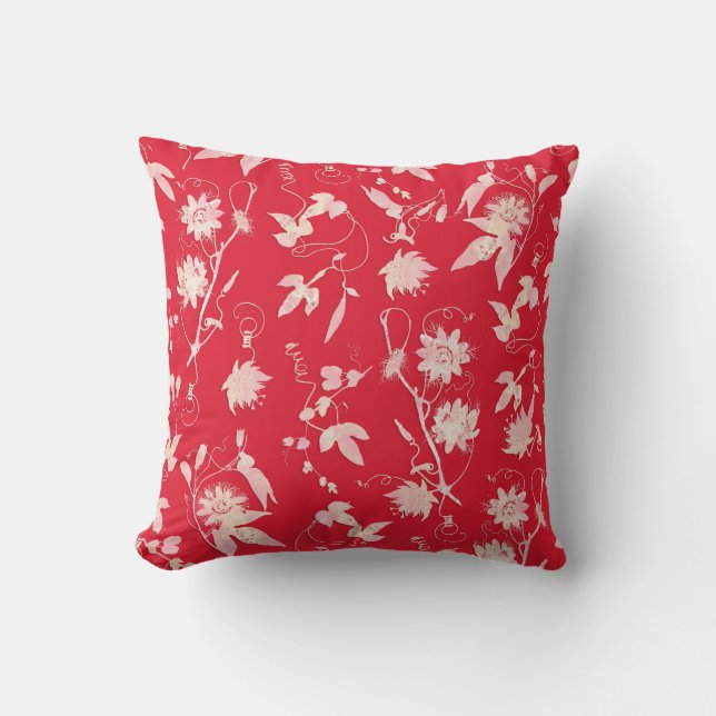 Almofada Elegantes Flores Abstratas Elegantes Vermelho Bril (Frente)