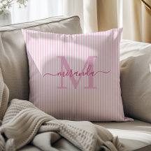 Elegantes Listras Rosa e Branco com Monograma e No