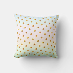 Almofada Elegantes Pontos Polka Dourados em Cores Pastel