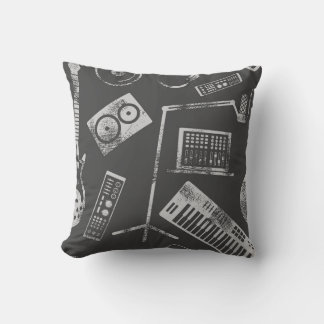 Almofada Elementos de música: vintage com tela de fundo con