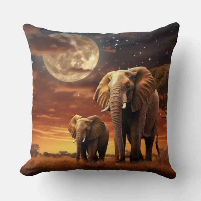 Almofada Elephant Animal Wilderness Arte Colorida (Frente)