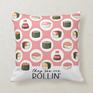 Almofada Eles Vêm-Me Rollin'Kawaii Divertido Sushi Rolls &
