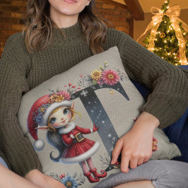 Almofada Elfo de Natal Fofo Couro Falso Bege Festivo T
