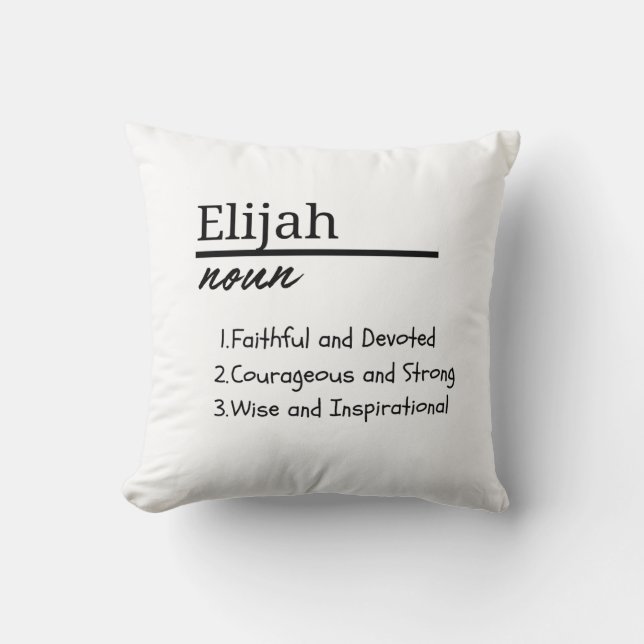 Almofada Elijah, Definição de Nome Personalizado de Menino (Frente)