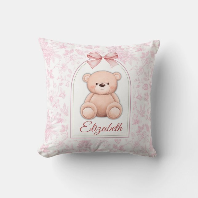 Almofada Elizabeth | Design de Enfermeiro de Urso Rosa Pers (Frente)
