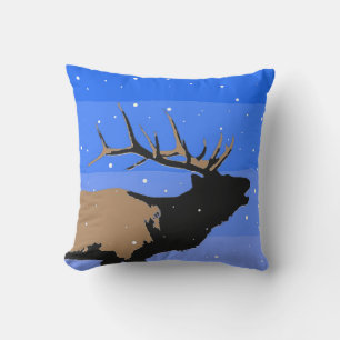 Almofada Elk Bugling no inverno - Arte original da vida sel
