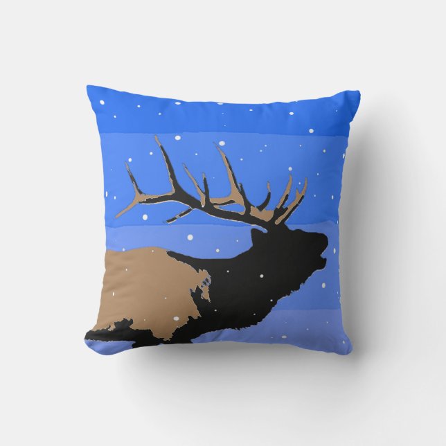 Almofada Elk Bugling no inverno - Arte original sobre a vid (Frente)