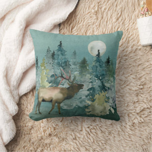Almofada Elk Majestoso na Lua Cheia