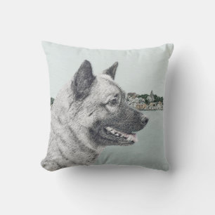 Almofada Elkhound norueguês na pintura da vila - Arte cani