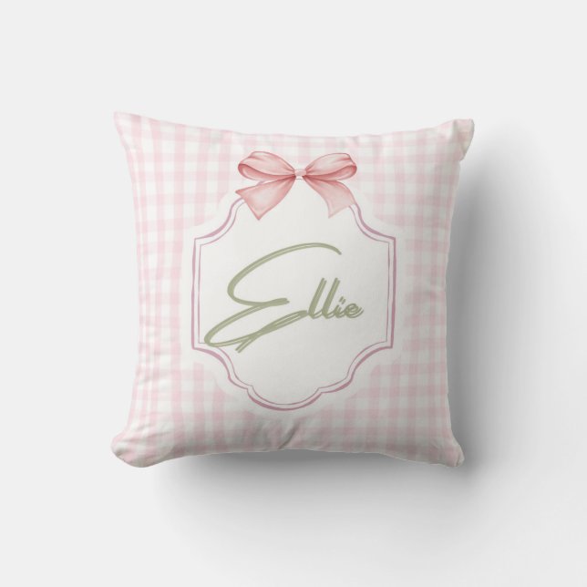 Almofada Ellie Personalizado Arco Rosa & Gingham Impressão (Frente)