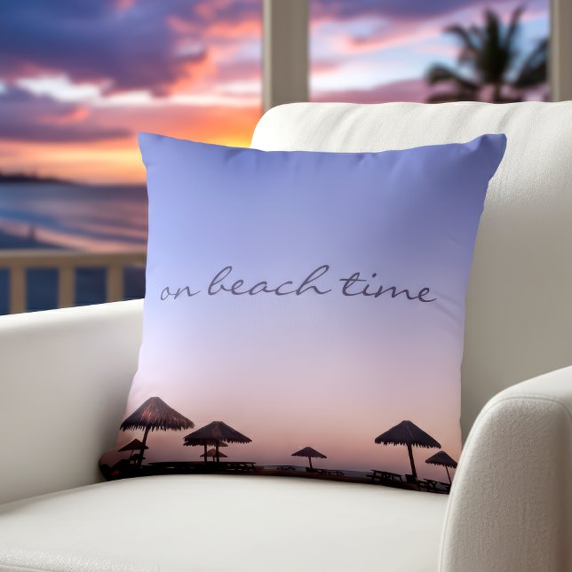 Almofada Em Beach Time California Purple Sunset Photo (Criador carregado)