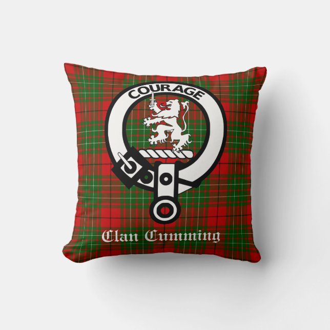 Almofada Emblema da Clan Cumming e Tartan (Frente)