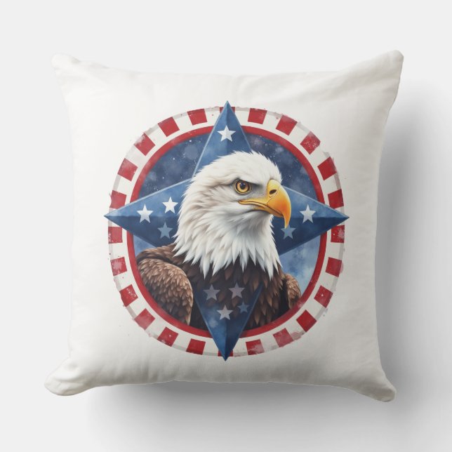 Almofada Emblema de Águia Patriótica Ousada (Frente)